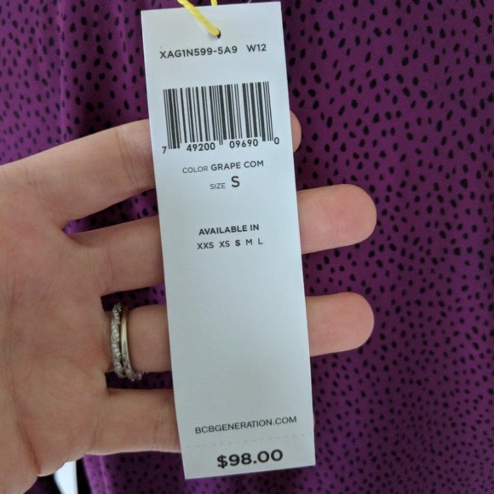 BCBGeneration Button Down Blouse Purple and Black… - image 7